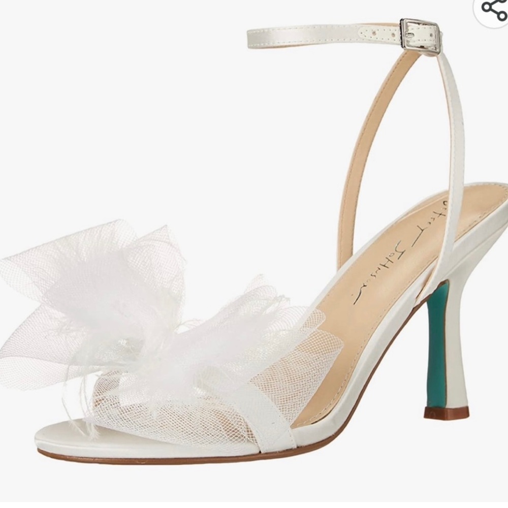 Betsey Johnson Mesh Bow Feather Heels